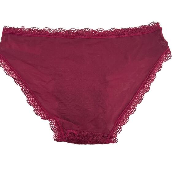 Splendies Wine Lace Front Semi Sheer Back Pantie Womens Size Small - Picture 5 of 6
